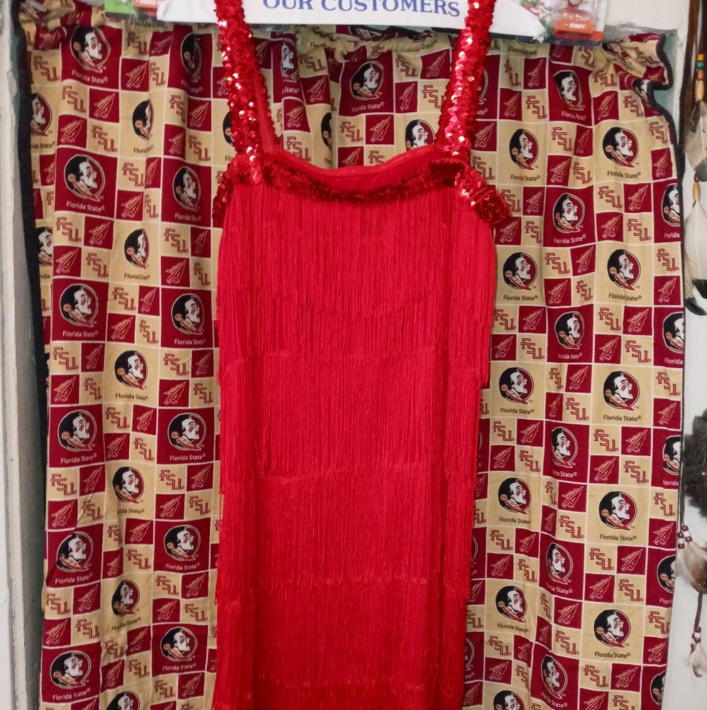 Red Fringed Dress